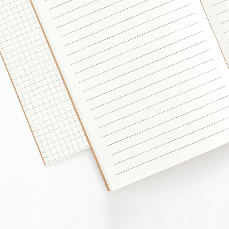 6 pcs A4 Kraft Paper Notebook,36 Sheets 72 Pages/Book Horizontal Line Blank Grid Inner Page Student Learning Testbook QP-66