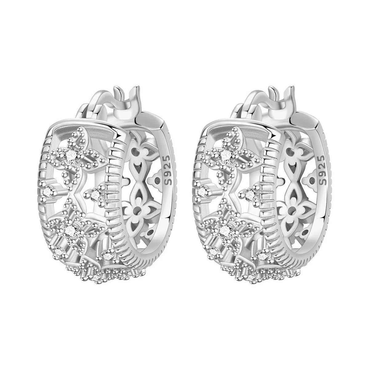 PANPOKI Original 925 Sterling Silver Beautiful Tulip Flower Earrings Women Hoop Earring Anniversary Jewelry Trendy Gifts