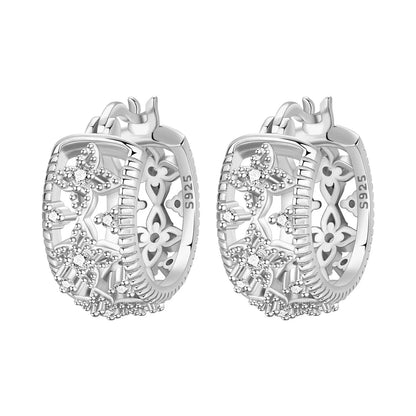 PANPOKI Original 925 Sterling Silver Beautiful Tulip Flower Earrings Women Hoop Earring Anniversary Jewelry Trendy Gifts