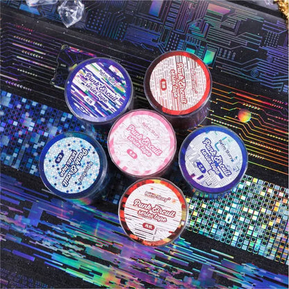 50mm*2m/1roll Punk Circuit Laser Washi Tape Stickers Holographic Cyber Decor Tape Scrapbooking DIY Journal Craft Supplies