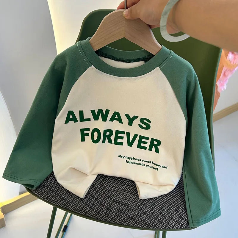 New Autumn Girls and Boys Long Sleeve T-shirt Base Shirt Letter Korean Style Children Clothing
