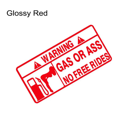 15x7cm Gas or Ass Car Sticker Window Windshield Creative Free Ride Vinyl Decals for Truck Motorcycle Vans Pickup Fuel Tank Decal