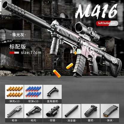 Manual Soft Bullet M416 Soft Bullet Gun Can Fire Submachine Gun Model  Toy Gun Action Loading Assault Rifle