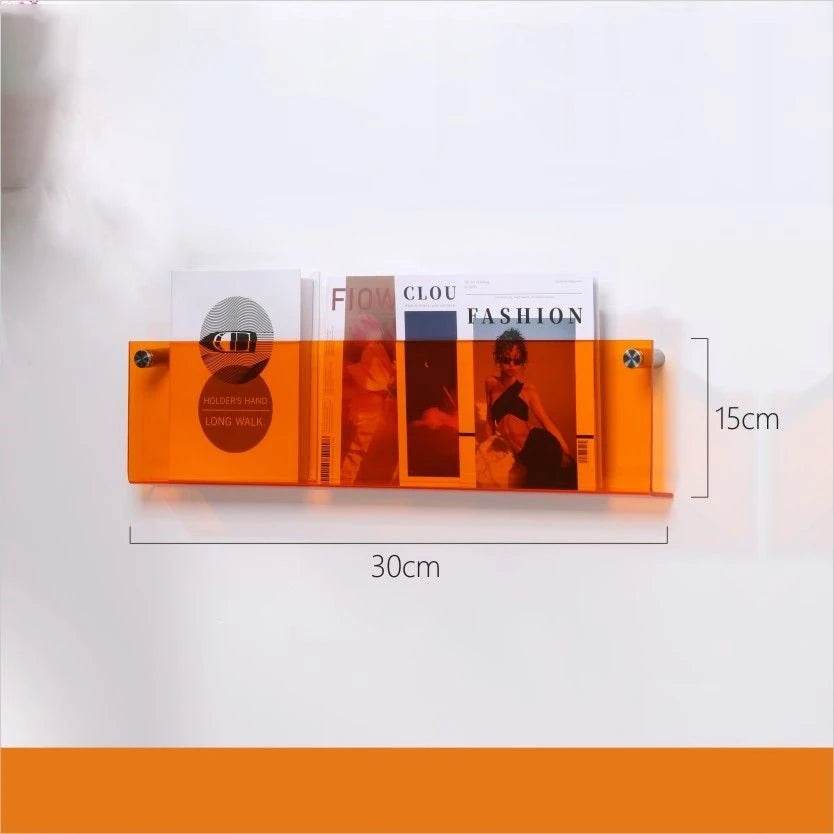 12 Color Acrylic Brochure Holder Wall Mount Magazine Rack Pamphlet Stand Floating Bookshelves Hang Display Literature Organizer