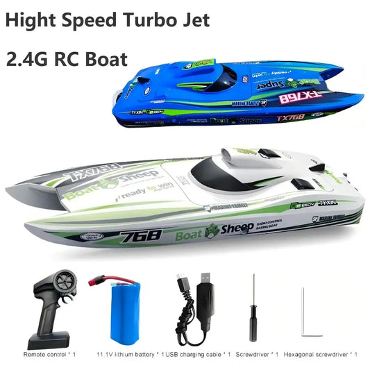 2.4G RC SpeedBoat TX768 Turbojet Brushless Motor High Speed Remote Control Boat Watercraft Toys for Children Boys Gift