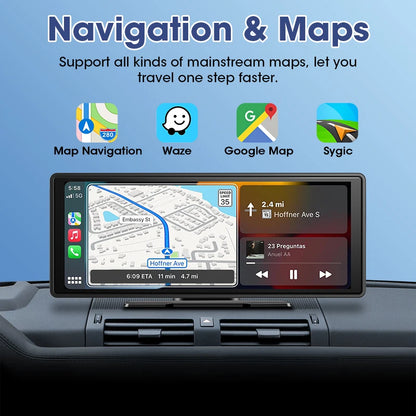 10.26 inch Car Mirror Radio Multimedia Video Player Universal Wireless Carplay Android Auto IPS Screen With Bluetooth FM AUX