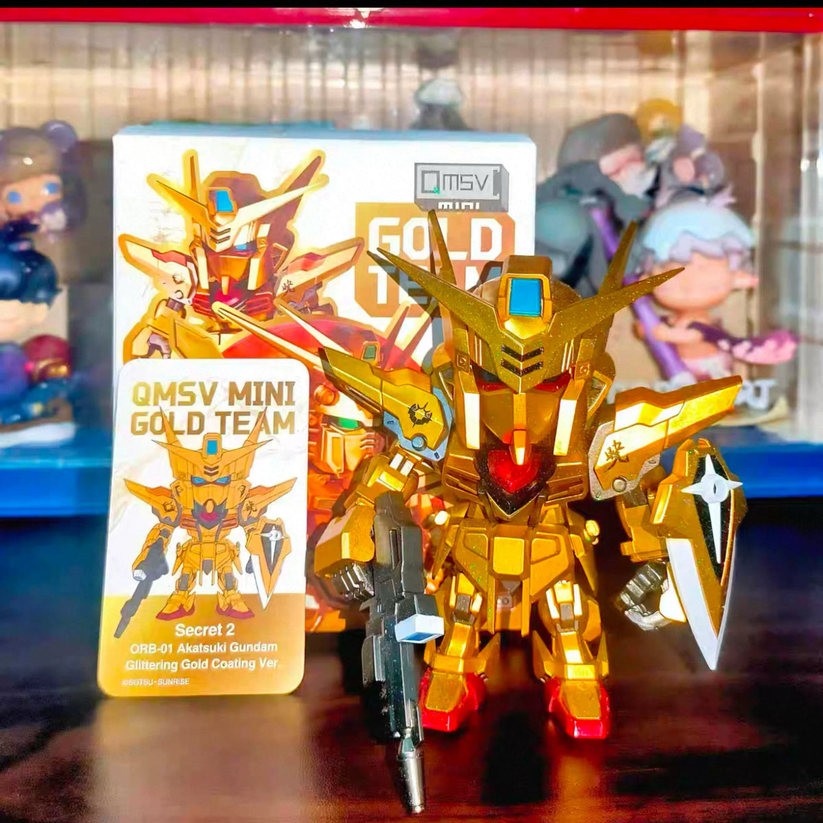 2026 Qmsv Mini Gold Team Gundam Blind Box Q Version Figure Golden Coating Hidden Style Desktop Decor Toy Gift For Gundam Fans