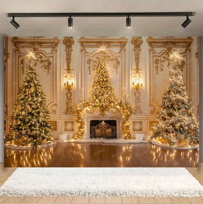 Christmas Glitter Photography Backdrop Street Xmas Gifts Pine Tree Family Portrait Festival Party Studio Photo Background Banner