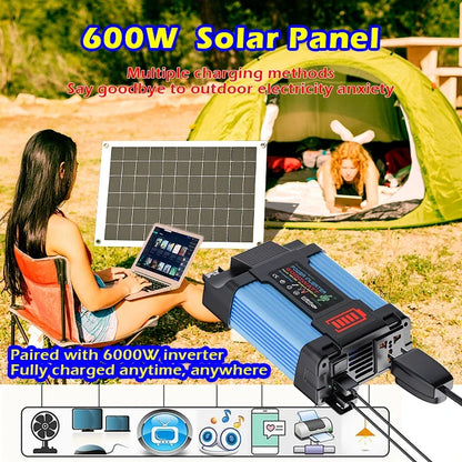 6000W Solar Inverter Kit 600W Solar Panel 12V Battery Charging Controller Complete Power Generation System 110V 220V Home