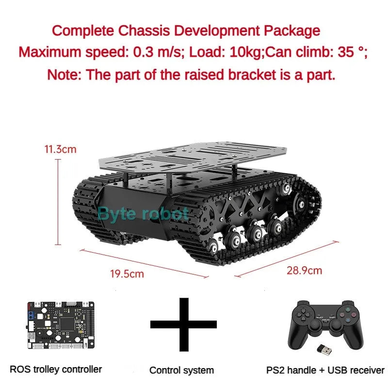10KG Load Strong Shock Absorption Tank Chassis with Motor Suspension All Metal Tank Robot Kit Coding Motor Intelligent Robot Car