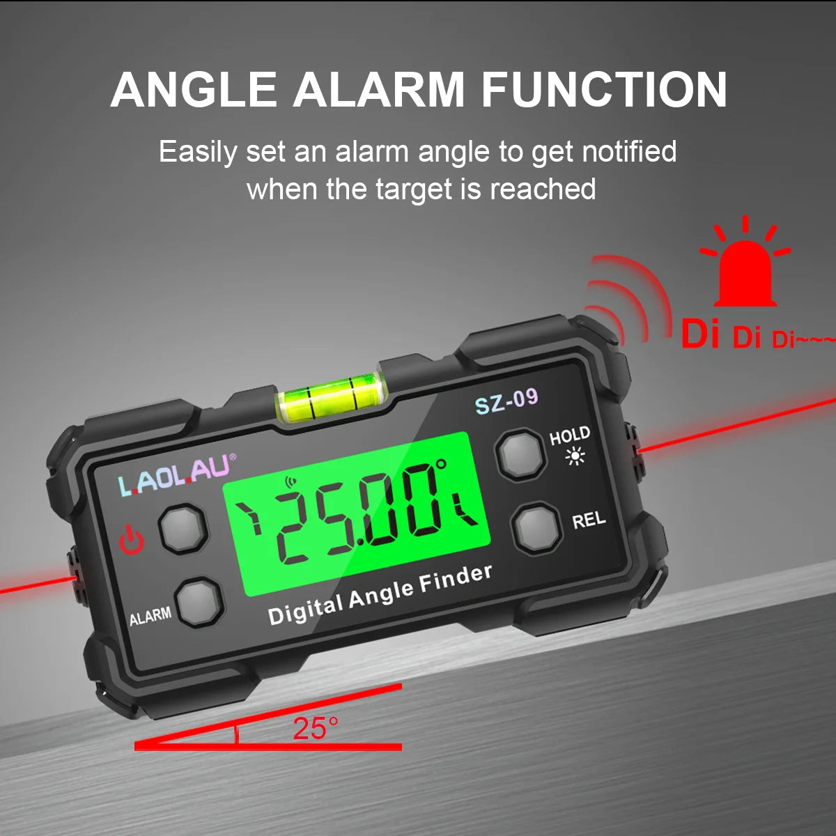 Digital Laser Angle Gauge USB Rechargeable High Precision Inclinometer & Level Box with Dual-Side Laser Lines Magnetic DIY Tools