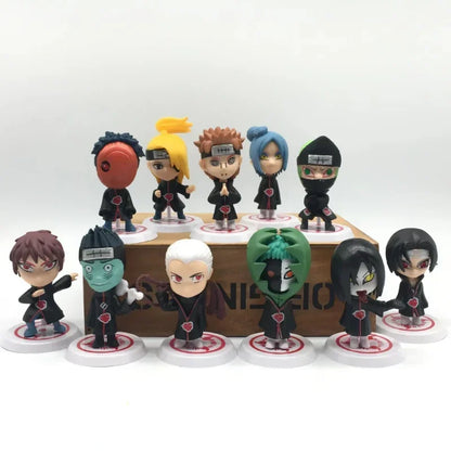 11Pcs/Set Q Ver. Naruto Akatsuki Mini Figure Uchiha Itachi Madara Konan Hidan Figurine Anime Decoration Model Toys Dolls