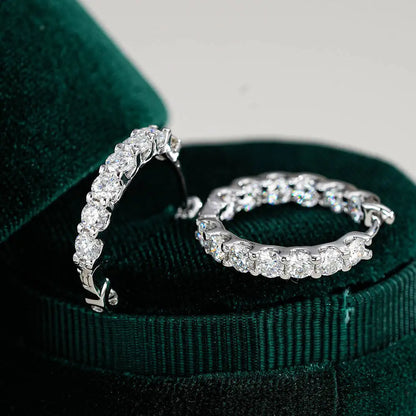 TY 2.6Ct D Color Moissanite 925 Sterling Sliver Plated White Gold Hoop Earring For Women Wedding Party Jewelry