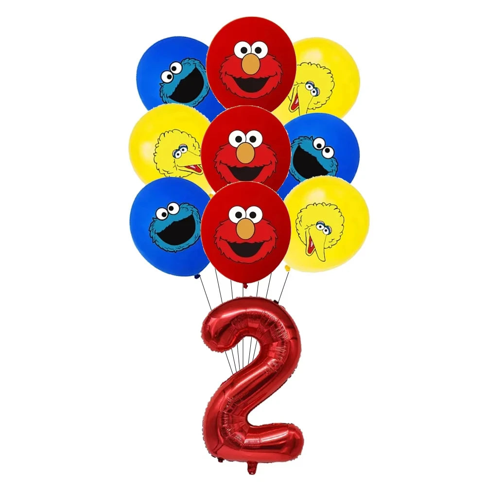 Cartoon Sesames Streeted Birthday Party Decoration Elmo Theme Balloon Set Plates Tissue Tablecloth Party Supplies Baby Shower