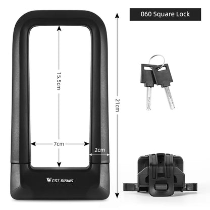 WEST BIKING Bicycle U-lock Thicken Zinc Alloy Anti-theft Safety Lock Motorcycle E-bike Scooter Bike Lock Cycling Accessories