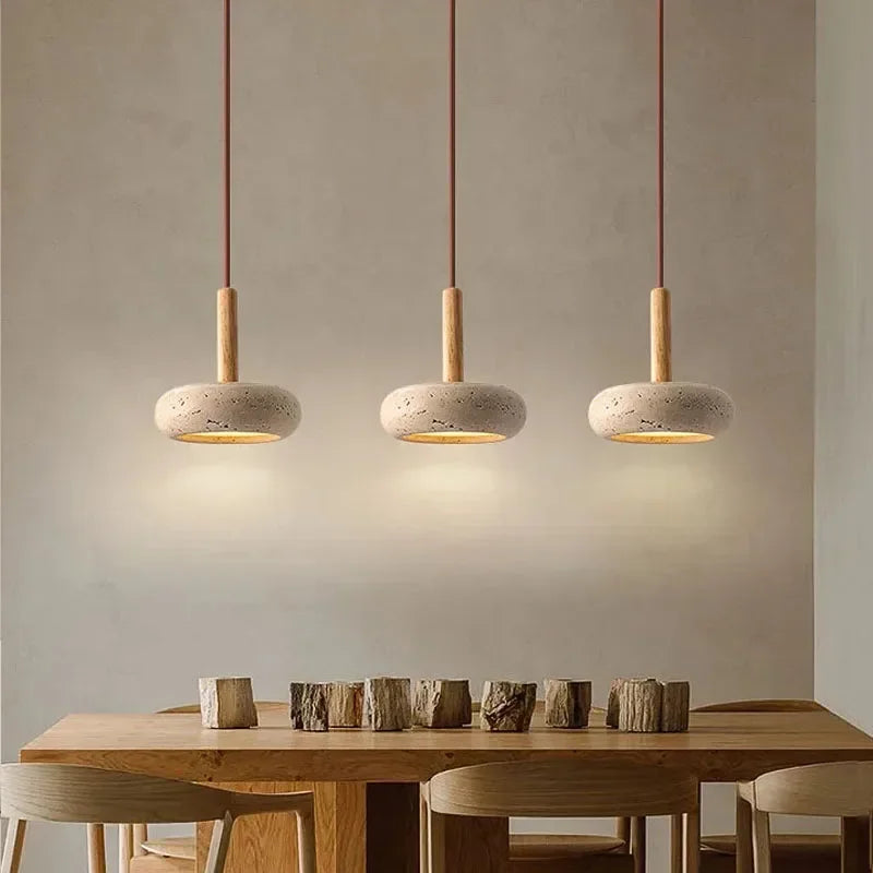 2024 New Hot Selling Pendant Lamps Wabi Sabi Circular Yellow Stone Commercial Home Decoration Restaurant Room LED Droplight