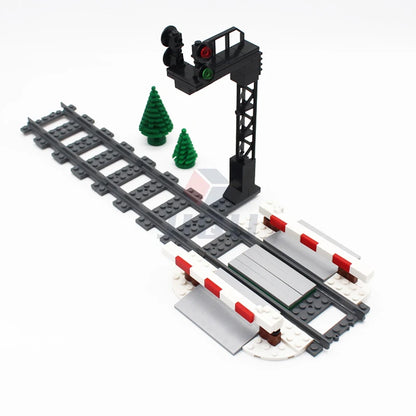 City Traffic Lamp Signpost Railway Barrier Building Blocks MOC Street View Accessories Bricks Speed Limit Indicator Warning Toys