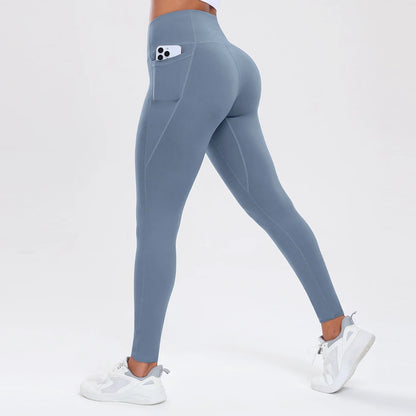 Women Yoga Pants with Pockets Butt Lifting Tummy Control Sports Leggings High Waist Fitness Tights Gym Clothing Sportswer