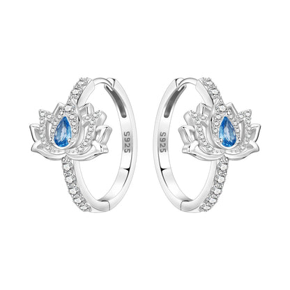 Orstarry Original 925 Sterling Silver Blue Iris Flower Earrings Women Hoop Earring Anniversary Jewelry Trendy Gifts
