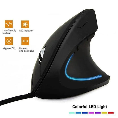 Ergonomic Vertical Right-Hand Gaming Mouse Wired 3200DPI USB Optical RGB Mouse for PC Healthy Wrist Support Computer Accessory
