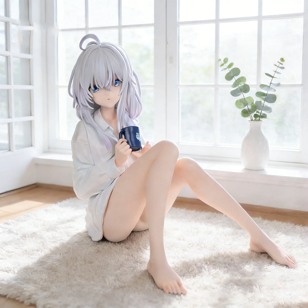 Hot The Journey Of Elaina Elaina Sitting In Pajamas Anime Girl Figure 11cm Model Statue Collection Desktop Decoration Toys