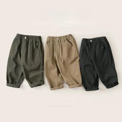 Boys Pants 1-6 Years Straight Trousers Spring Autumn Casual Solid Color Children Clothing Toddler Boys Daily Wear Kids Bottoms