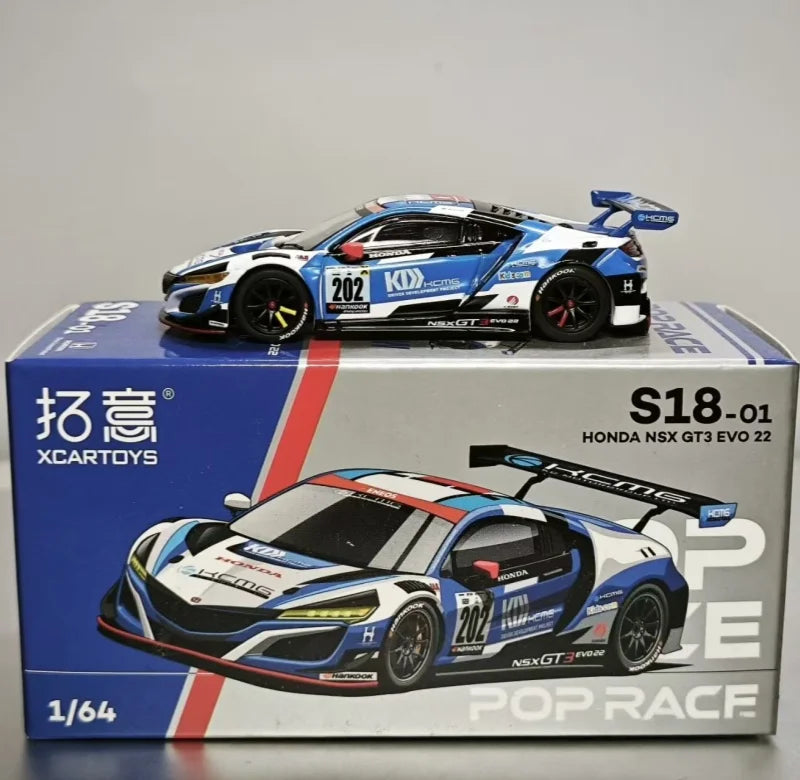 In stock  1:64 S18-04 S18-05 HEC NSX GT3 EVA series alloy die-cast static display car model, adult statue, boy toy