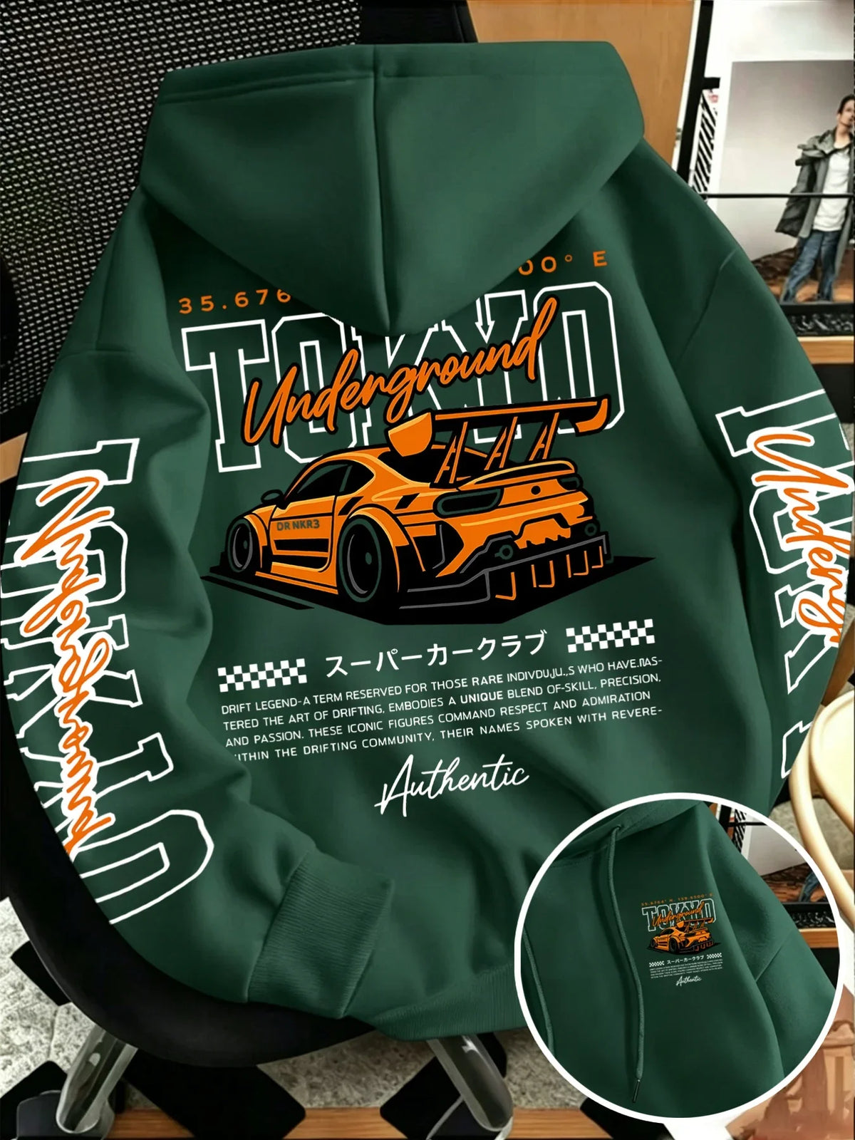 Tokyo JDM Race Car Hoodie Unisex Oversized Double Sided Print Hip Hop Streetwear Pullover Sweatshirt Car Enthusiast Autumn