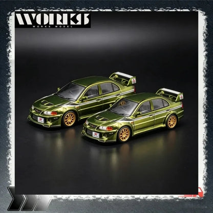 WORKS MODEL 2026TDE-1:64 Mitsubishi Evolution Simulation Alloy Car Model, Boys' Toy, Collection Decoration Item.