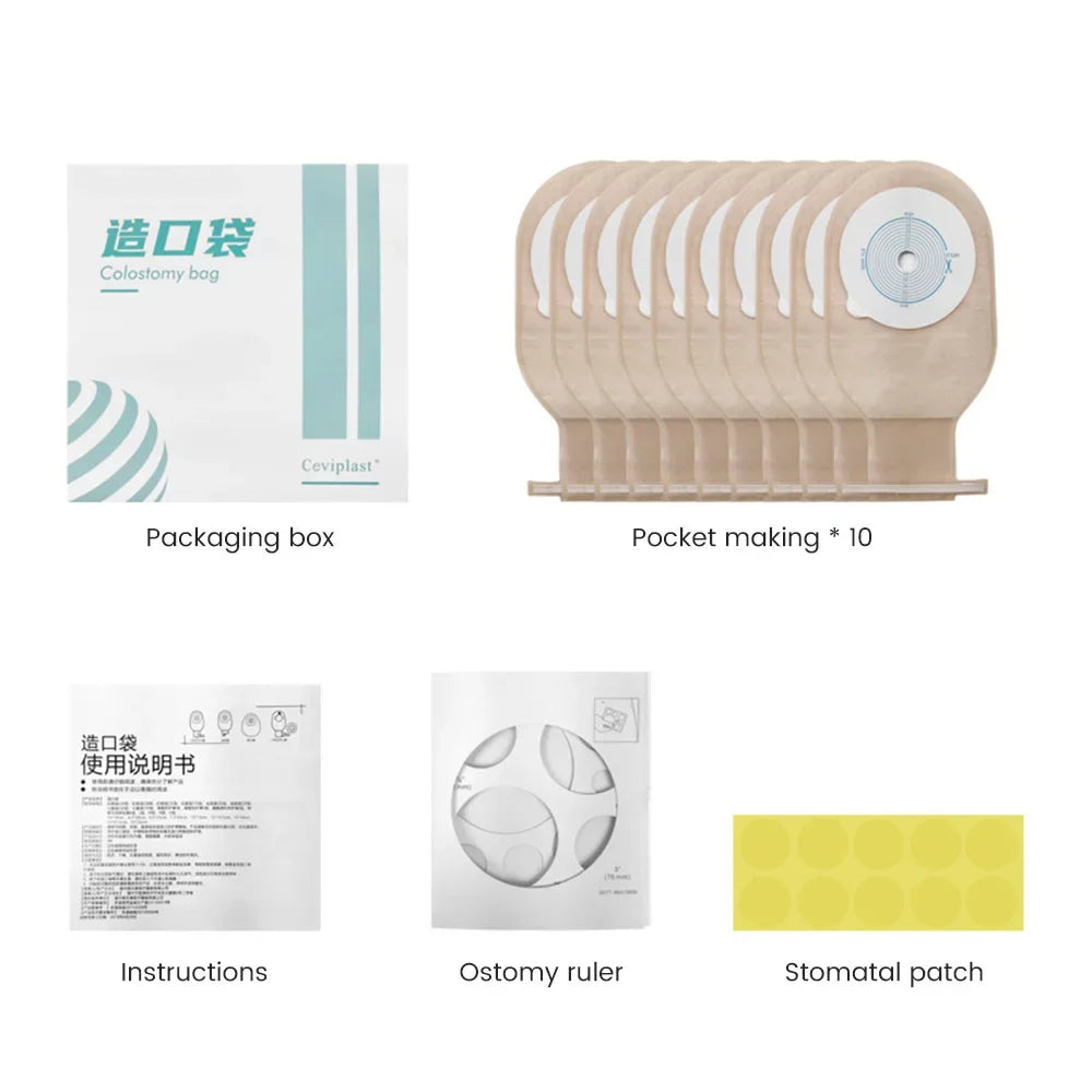 10-50pcs Drain valve One-piece System Colostomy Bags for Adults Disposable Colostomy Pouch Opening 20-65mm With Clip Closure
