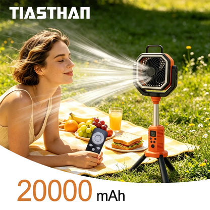 Multifunctional Outdoor Camping Fan 6L Water Tank Spray , Lighting, Hook, Cool Mist Spray, Remote Control, for Hot Summer Nights