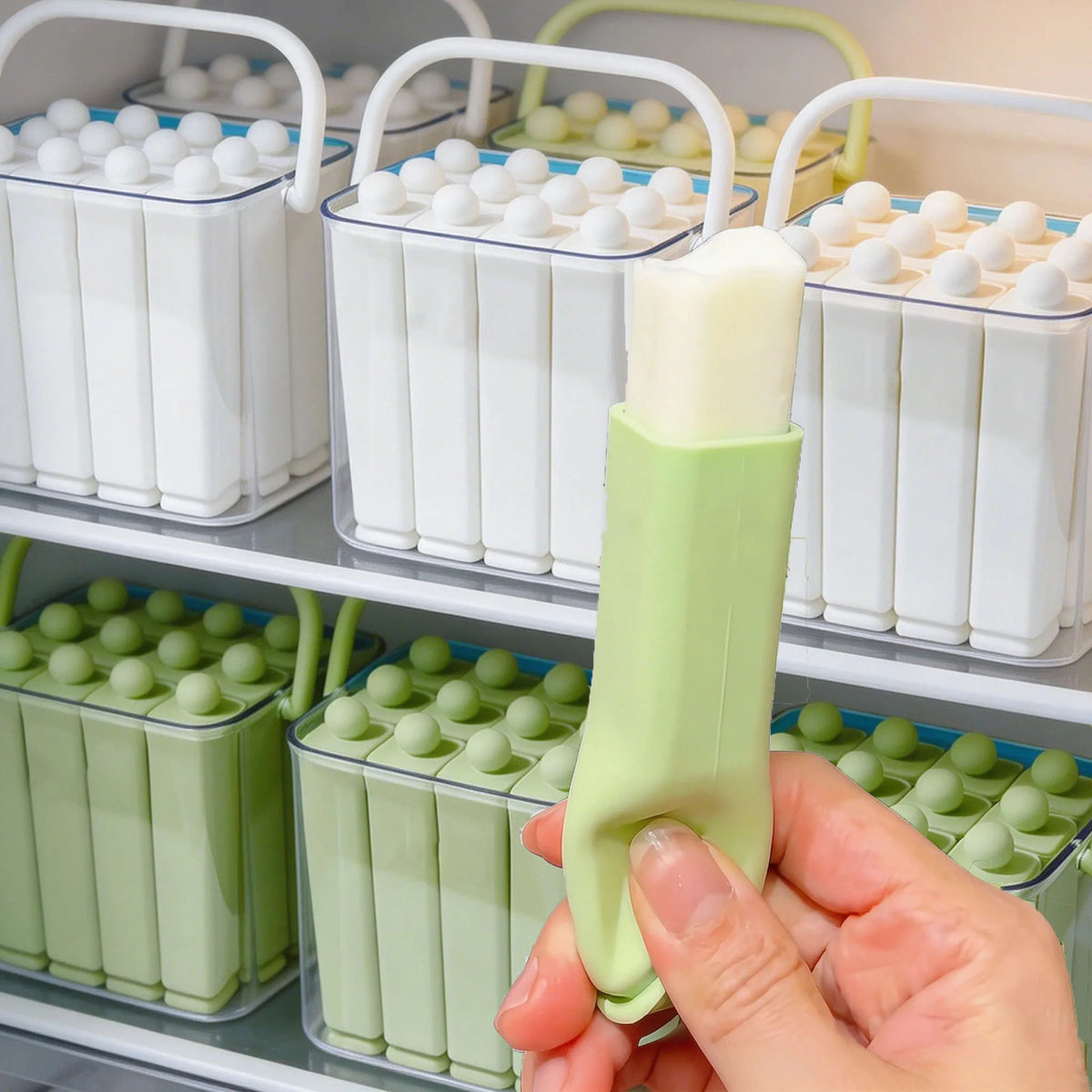 Food Grade Silicone Ice Pop Mold Ice Tray With Lid Handle Diy Juice Coffee Easy Release DIY Popsicle Jelly Frozen Dessert Making