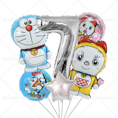 Doraemons Number 1-10 Balloons Girls Boys Birthday Decorations Baby Shower Gender Reveal Balloon Party Supplies Kids Toys Gift