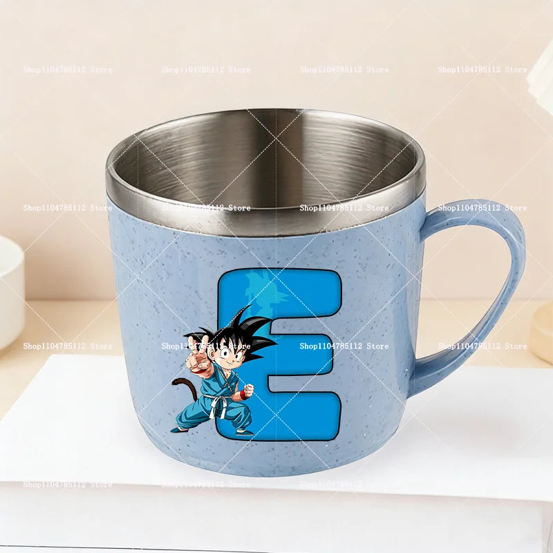 Dragons Ball 304 Stainless Steel Mouth Cup Goku Anime Kawaii Letter A-Z Coffee Milk Water Mug  Anti-scalding Camping Cups Gift