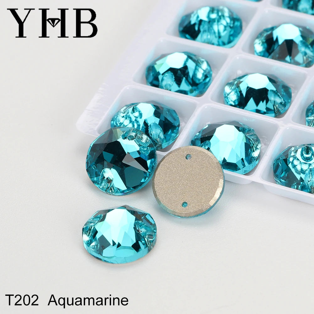 YHB Top Quality XIRIUS Glass Crystal AB Moonlight Sewing Stones Flatback Sew on Rhinestones For Garment Clothes Bags
