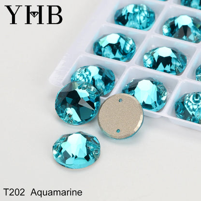 YHB Top Quality XIRIUS Glass Crystal AB Moonlight Sewing Stones Flatback Sew on Rhinestones For Garment Clothes Bags