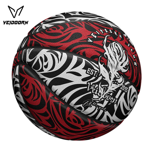 Veidoorn Rose Pattern Basketball Stylish Floral Design Outdoor/Indoor Sports Ball for Men and Women Rubber Ball
