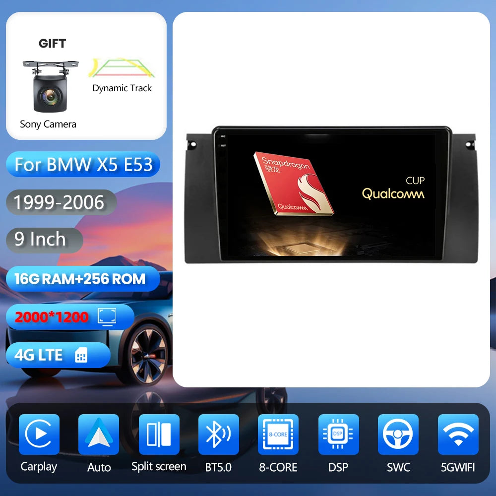 Android 16 Carplay Auto 2K Screen Car Radio Multimedia Player For BMW M5 E39 1995-2006 E53 X5 M5 2din Autoradio Stereo Head Unit