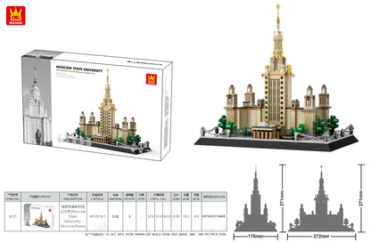 WANGE City Architecture Sydney Opera Santorini Building Blocks Chamartin Stadium Mosque Assembled Model Collection Toys For Gift
