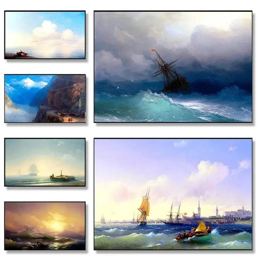 Ivan Aivazovsky Ship on Stormy Seas Vintage Canvas Wall Art  Nautical Decor for Living Room  Office  Classic Maritime Artwork Pr