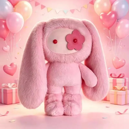 Cute Juju Rabbit Plush Keychain Flower Eye Bunny Stuffed Doll Kawaii Long Ears Animals Bag Pendant Car Keyring Toy Gift for Girl