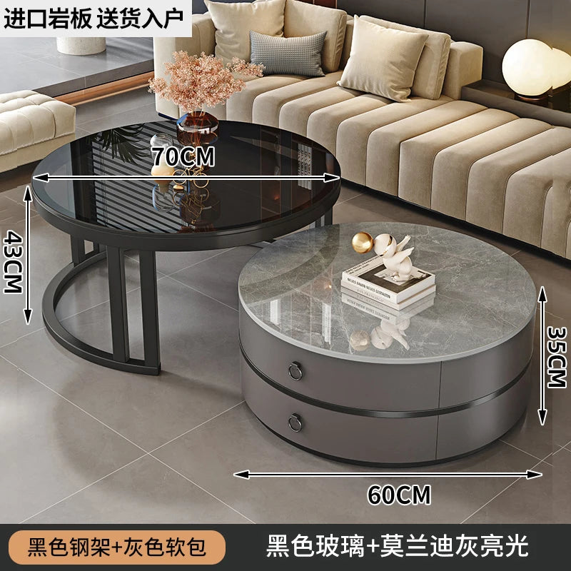 European Elegant Coffee Tables Multifunction Trendy Modern Minimalist Coffee Tables With Drawers Storage Mesa Centro Furniture