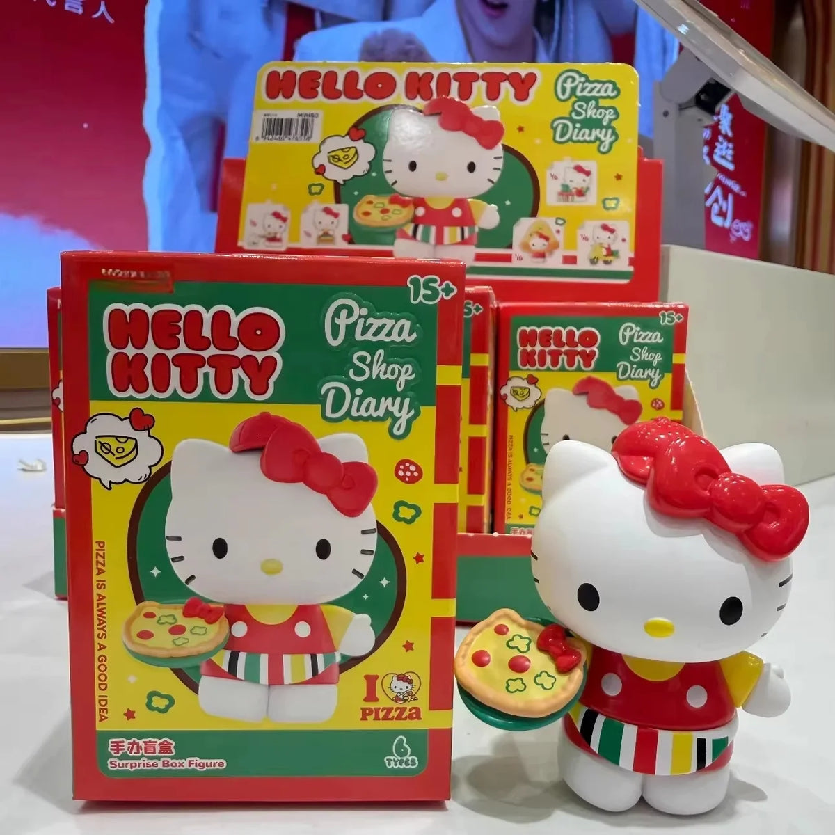 Authentic Hello Kitty Blind Box Pizza Shop Diary Series Cute Kt Figures Trendy Toy Desktop Ornament  Girls Valentine'S Day Gift