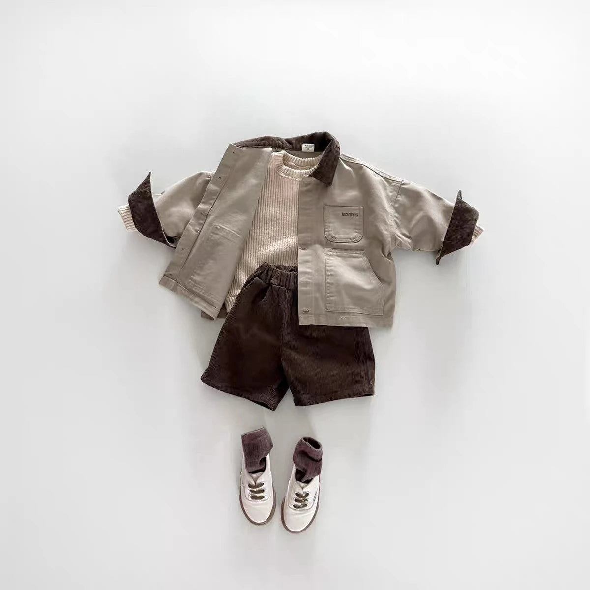 WT2710 New Arrivals Korean Style Corduroy Casual Jacket Collared Shirt for Kids Spring Autumn Unisex Children's Wear