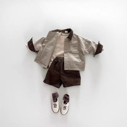 WT2710 New Arrivals Korean Style Corduroy Casual Jacket Collared Shirt for Kids Spring Autumn Unisex Children's Wear