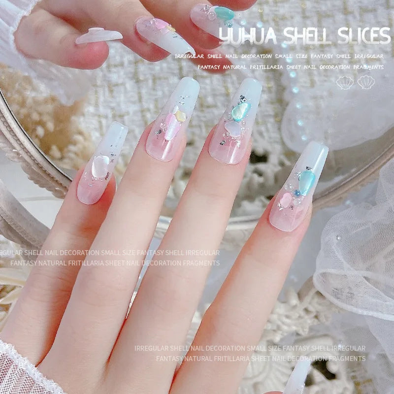 1 Box 3D Nail Art Decoration Material Shell Jade Stone Pearly Luster Irregular Nails Accessory Parts Manicure Decor Supplies