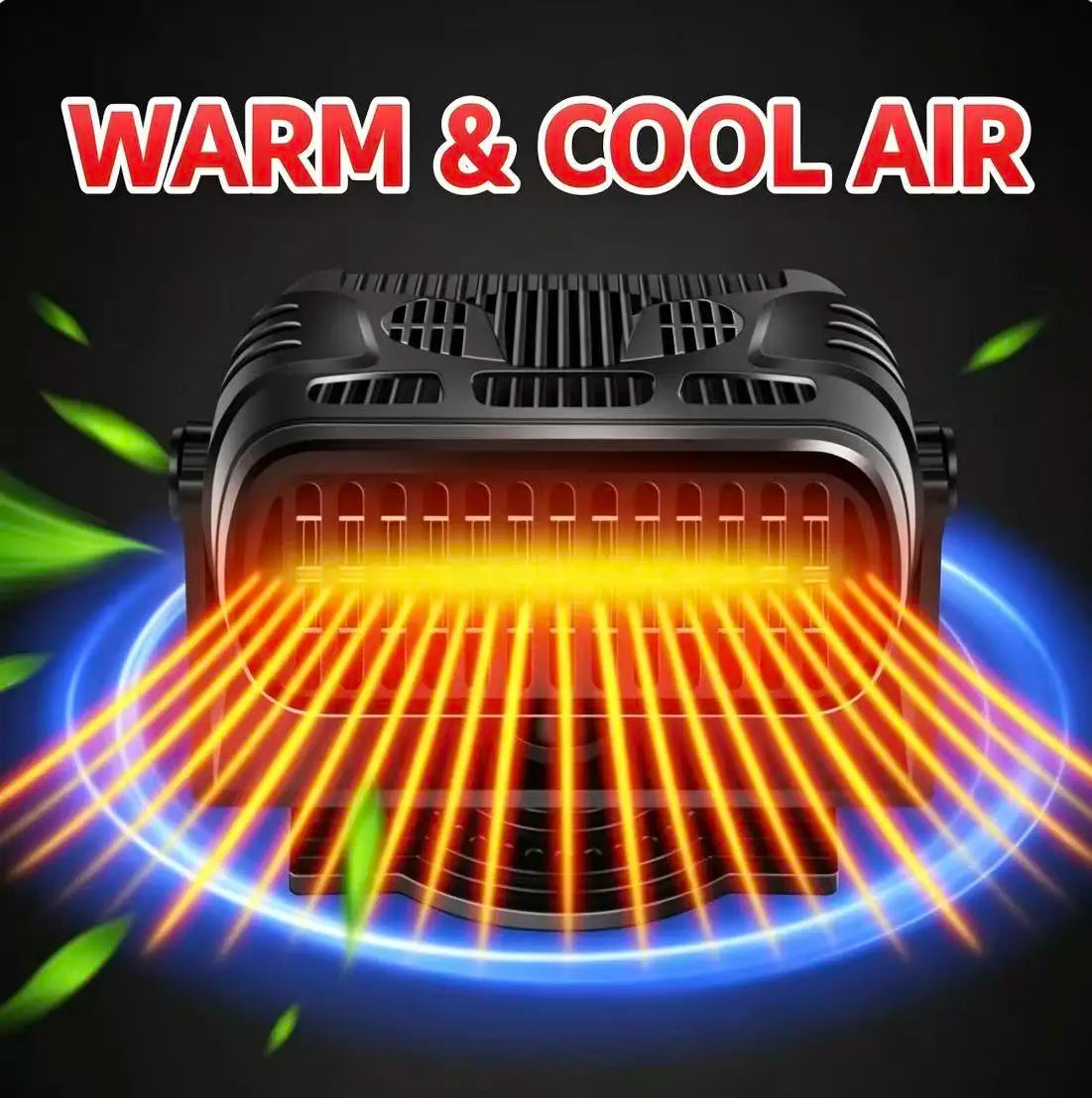 12V Car Heater 120W Efficient Fast Heat Auto Windshield Defrost Defog Heater Fan 360° Adjustable Base for Truck Van SUV