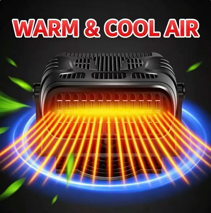 12V Car Heater 120W Efficient Fast Heat Auto Windshield Defrost Defog Heater Fan 360° Adjustable Base for Truck Van SUV