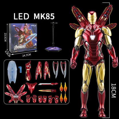 Original Avengers ZD Toy Light version Iron Man Mark3 MK6 Action Figure MK1-7 LED MK85 Suit-up Gantry Adult Collectible Toys