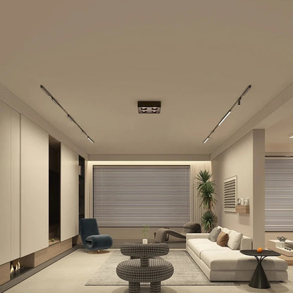 6MM Ultra Slim Magnetic Track Light Surface Mounted Ceiling Rail DC48V Modern LED Lamp Black White Magnet Rail Lamp Spotlight